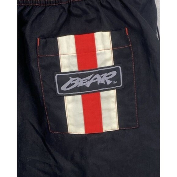 Bear Surf Mens 34" Board Nylon Swimming Trunks Red Black Drawstring 1990's Wave - Picture 5 of 10